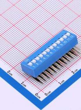 DA-12-B-T 拨码开关 2.54mm间距 12位 琴键式 90度弯插侧拨 蓝色