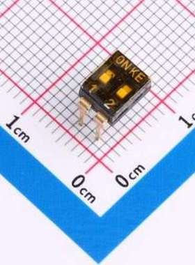 DSIC02THGET 拨码开关 2位 2.54mm脚距 窄体黑色直插贴膜 KE拨码
