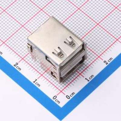 XUDF-0208-07 USB连接器 双层 USB 2.0AF 90度沉板卷边无后盖 插