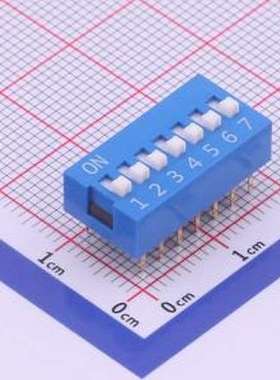 DS-07BLP 拨码开关 间距2.54mm 平拨,凸起式 7位拨码开关 插件