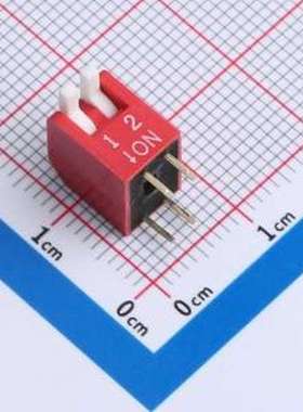 DP-2-R-T 拨码开关 2.54mm间距 2位 琴键式 直插侧拨 红色 拨码开