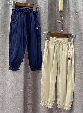 清5604夏季女童特薄手感樱桃防蚊裤90.95码