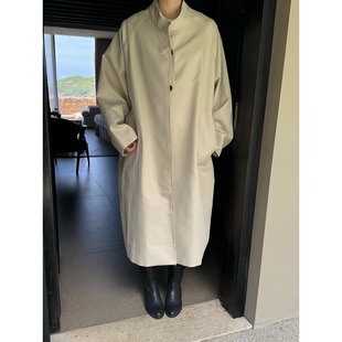 日了个韩|宽松时髦高级感男友风廓形显瘦中长款过膝立领风衣外套