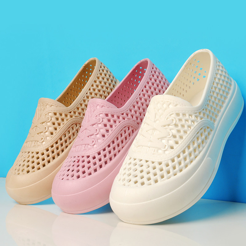 新款老年凉鞋女鞋夏季塑料凉鞋透气镂空防滑软底一脚蹬老年妈妈鞋