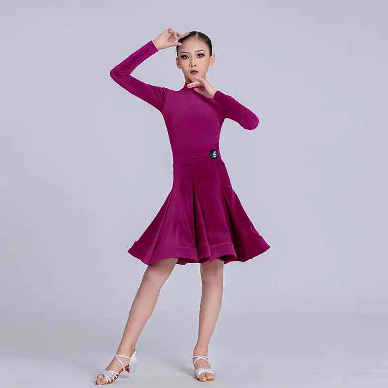 2025新款拉丁舞服女童比赛规定服秋冬丝绒少儿专业标准考级演出服