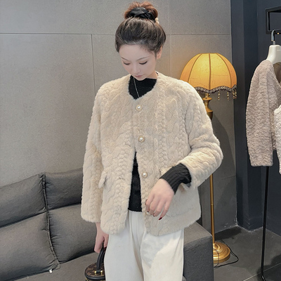 软糯小香风仿羊羔毛外套女冬季