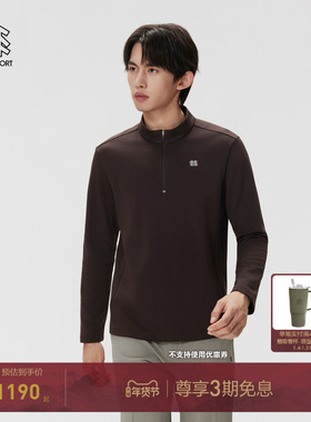 KOLON SPORT可隆户外休闲衣保暖吸湿排汗透湿防静电男羊毛混纺T恤