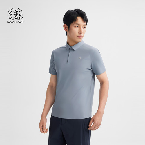 KOLON SPORT可隆户外防晒UPF40+抗菌接触凉感男女冷黑短袖POLO