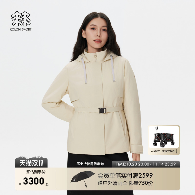 KOLON SPORT可隆保暖棉衣防泼水防风透湿PertexP棉女士棉服