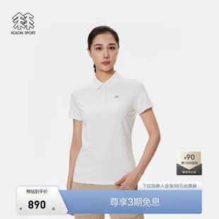 KOLON POLO衫 女士夏弹力吸湿速干防晒UPF50 上衣 SPORT可隆短袖