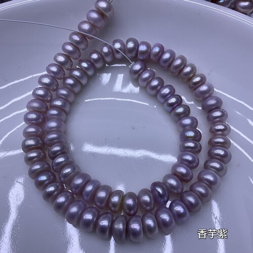 8mm左右天然淡水异性算盘扁珍珠项链手链半成品DIY饰品配件