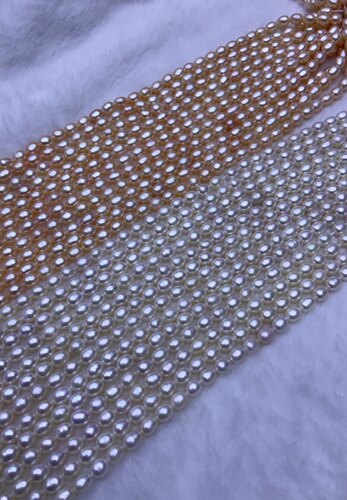 新款天然淡水珍珠5-6m无核米珠高品质DIY项链饰品配件长36圆珠
