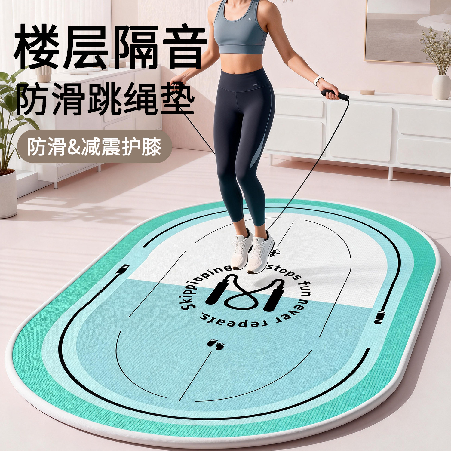 跳绳减震防滑跳操专用垫隔音楼层静音瑜伽防滑垫子加大家用女地垫,运动/瑜伽/健身/球迷用品,瑜伽垫,淘宝优惠券,粉丝福利购,淘宝优惠卷