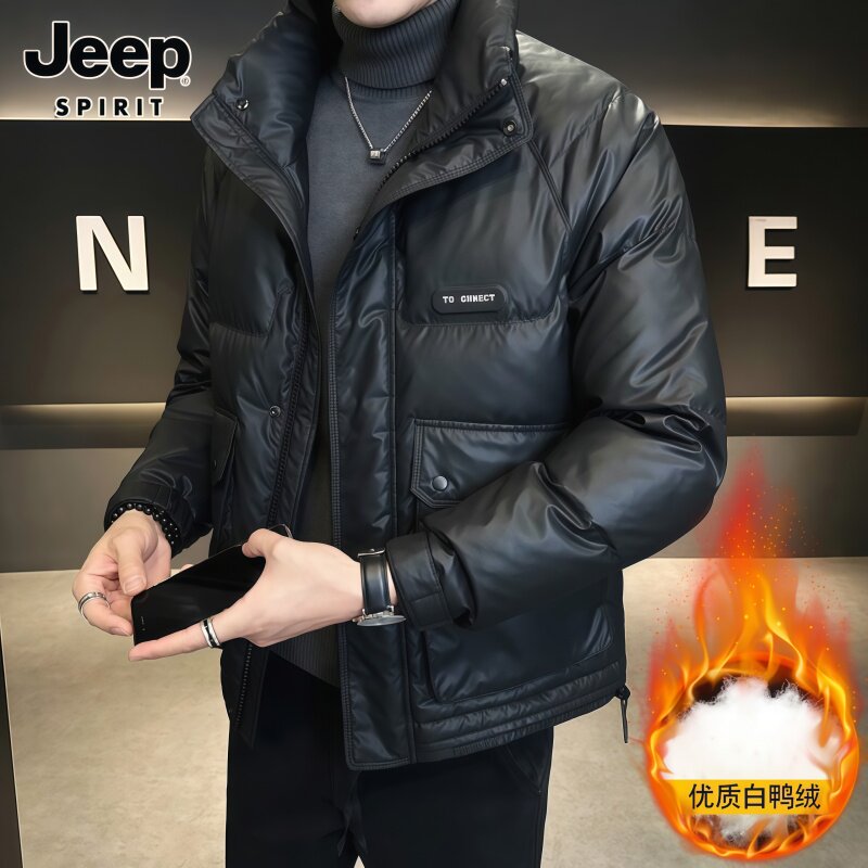 JEEP SPIRIT羽绒服冬季男士立领白鸭绒时尚潮流宽松休闲外套男款