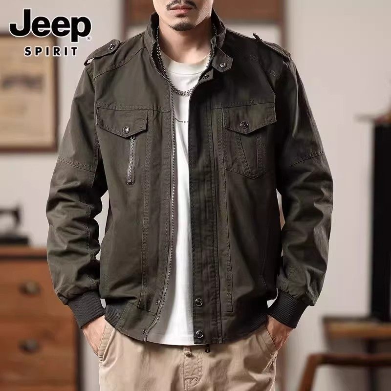 JEEP SPIRIT吉普夹克纯棉美式复古2026春秋宽松休闲山系工装外套,男装,夹克,淘宝优惠券,粉丝福利购,淘宝优惠卷