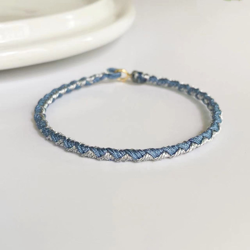 3mm可穿珠龙鳞手绳美国进口14k包金扣锦鲤编绳花样编织绳简约清新