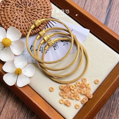 适用周家黄金色钢绳3mm手绳diy转运珠charme配绳防水不锈钢手链