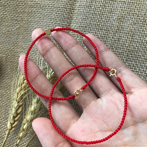 男女礼品可穿珠细红绳手链女脚链diy材料包纯手工编织弹簧扣手绳