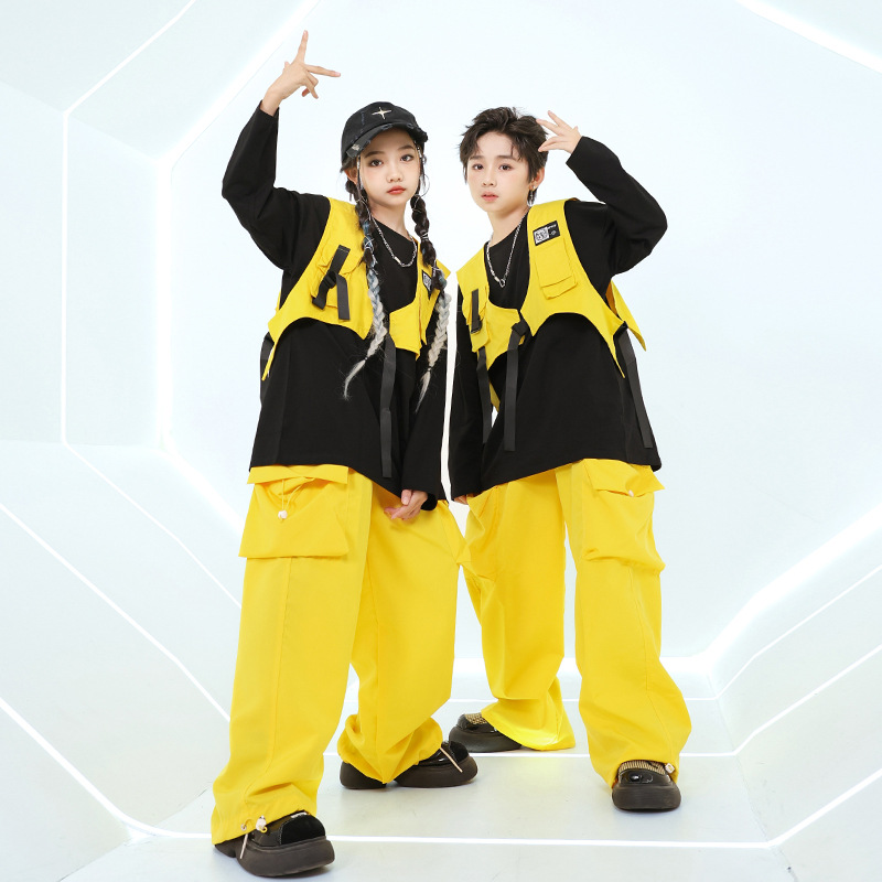 儿童街舞演出服靓丽酷炫套装bboy洋气春秋hiphop套装架子鼓模特潮