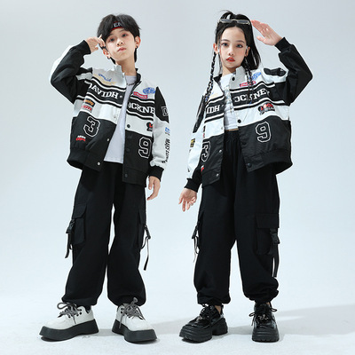 街舞儿童潮服少儿夹克外套hiphop架子鼓演出服男童酷炫舞蹈表演服