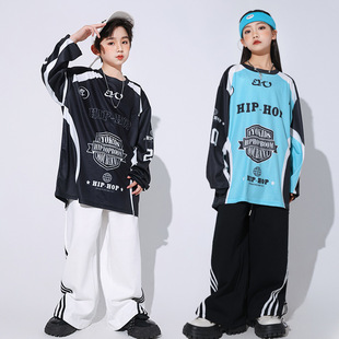 潮酷男女儿童韩版宽松速干街舞T恤休闲裤子练功服套装bboy演出服