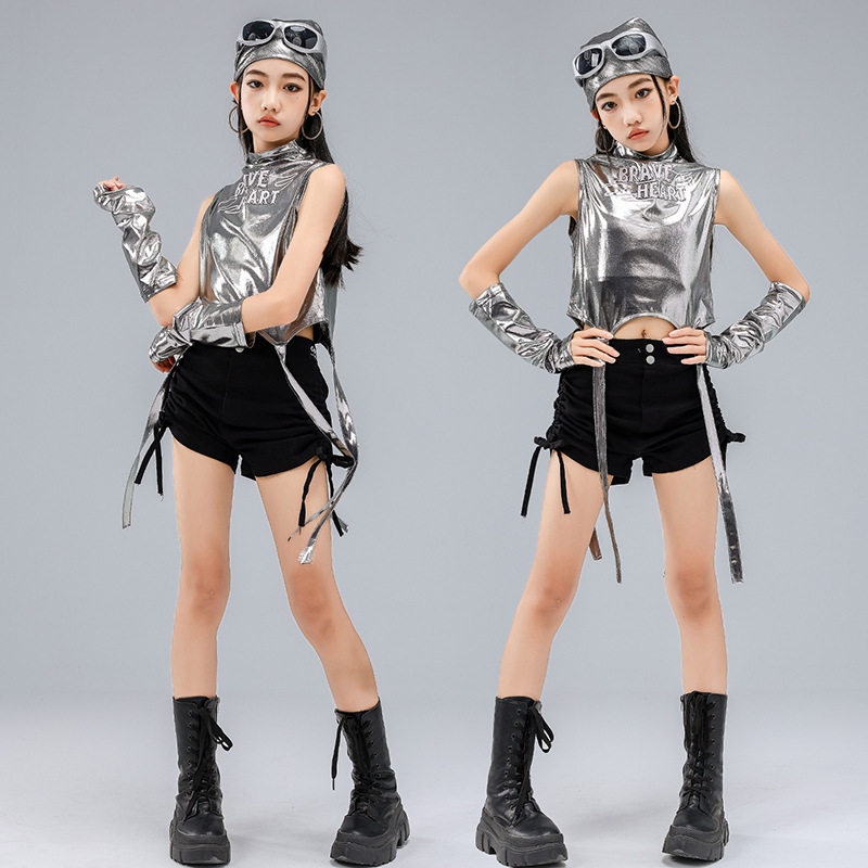 少女儿童jazz爵士舞服装潮酷时髦女童走秀潮服演出服女团靓丽洋气