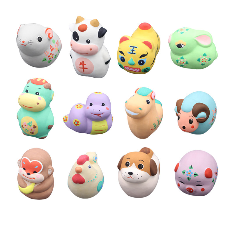 国家非遗无锡特色惠山泥人精品十二生肖泥塑工艺品装饰品本色系列