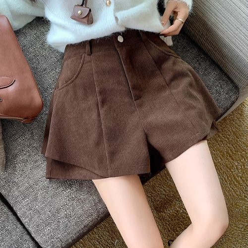 复古百搭加厚灯芯绒裙裤女