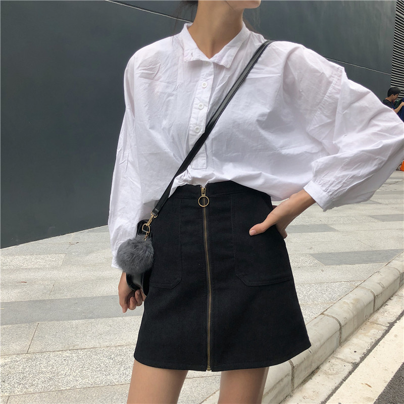灯芯绒半身裙女2025新款秋冬胖mm大码学生ins超火a字裙拉链包臀裙