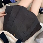 裙裤 女短裤 外穿2025春秋大码 灰色西装 高腰百褶裙小个子百搭A字裤