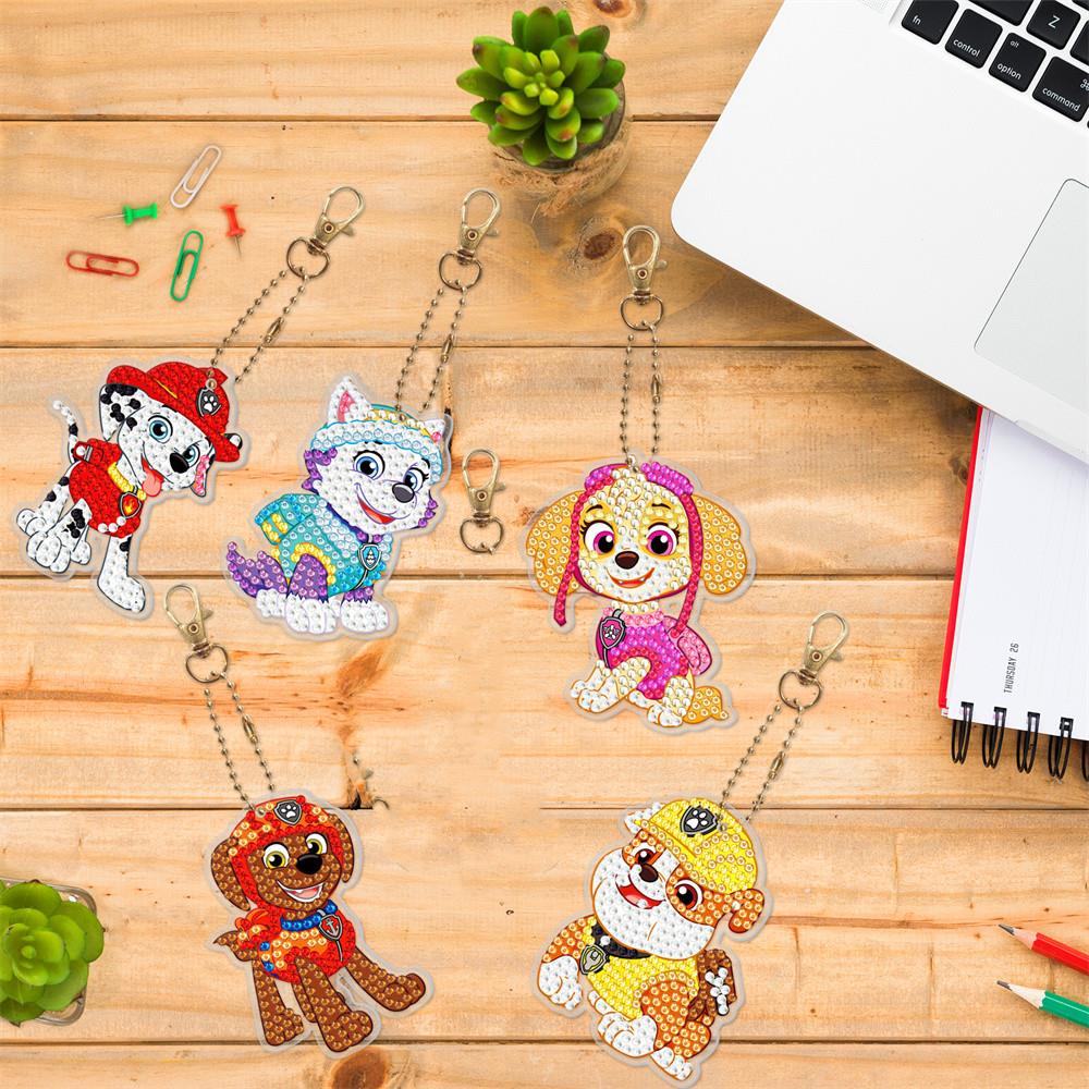 New DIY Cute Cat and Dog Diamond Painting Keychain Eiffel To