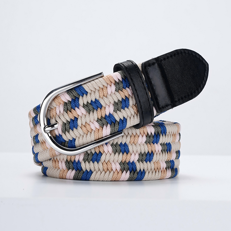 新款男士帆布针扣百搭皮带休闲腰带潮流年轻人松紧编织学生裤带男