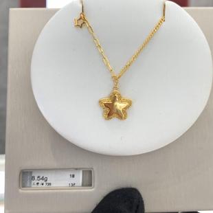 周大福代购 ING系列新款星星吊坠足金黄金项链 克减80计价F233856