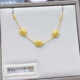 周大福代购 足金流金岁月系列三个小面包黄金项链 克减80 F232182