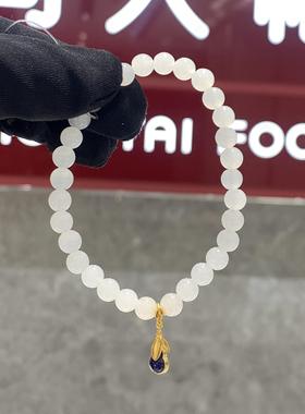 周大福福禄葫芦黄金和田玉手链