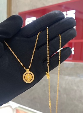 周大福代购 传承国韵系列OT扣镶钻罗盘黄金钻石项链定价7折RU1100