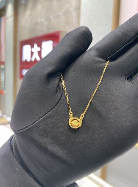周大福代购 龙年生肖猫眼龙珠转运珠黄金项链 克减80 计价F233334