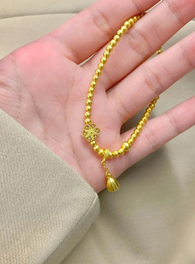 周大福莲蓬福子六相花黄金手链