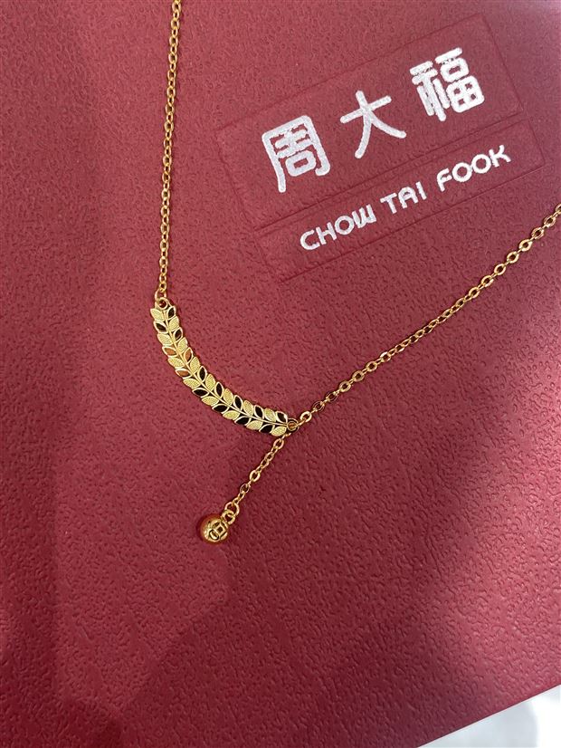周大福岁岁平安麦穗黄金项链图片
