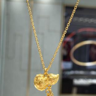 周大福代购 传承系列足金镂空黄金小葫芦项链 克减80 计价F234569