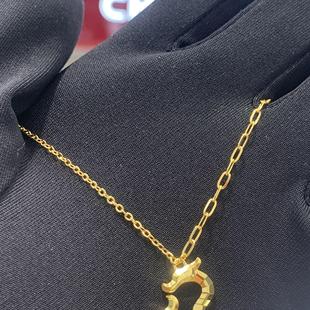 周大福代购 新款生肖龙足金葫芦龙鳞黄金项链 克减80 计价F233853