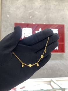周大福代购 ING系列亮片流苏足金黄金手链女 正品克减计价F235595