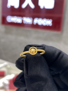周大福代购 时来运转黄金戒指猫眼转运珠素金指环定价 R30137