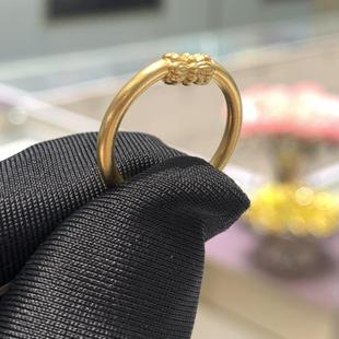 周大福代购 传承藏韵并蒂妙语莲莲足金黄金戒指克减80计价F226564