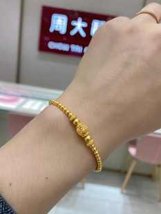 周大福代购 传承系列足金花丝单圈小圆珠古法黄金手链计价F228517
