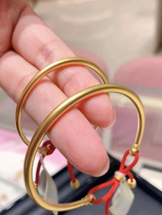 周大福代购 传承古法光面足金黄金亲子手镯 克减80 计价F226599