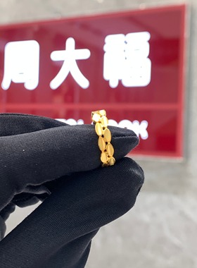 周大福ING新款双排圆圈黄金戒指