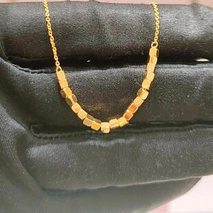 周大福代购 新款闪耀蹦迪小方块黄金足金项链 克减80 计价F229085