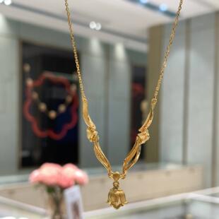 周大福代购 婚嫁系列幸福自来铃兰花足金黄金项链 定价7折 R34288