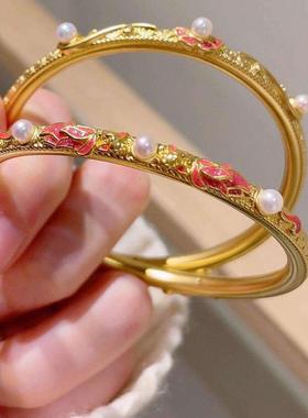 周大福十里红妆珠花锦鲤手镯